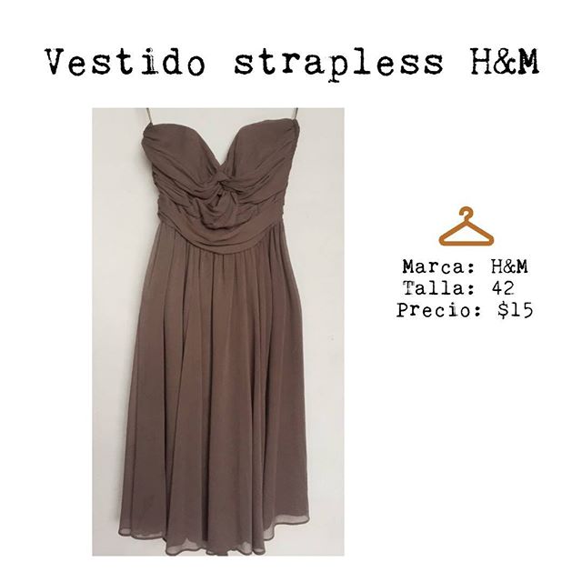 Vestido sin tirantes marca H&M con forro interior talla L, corre pequeño. En fotografía 3 está el detalle de ancho de cintura que trae.

#preloveddress #preloved #secondhandstyle